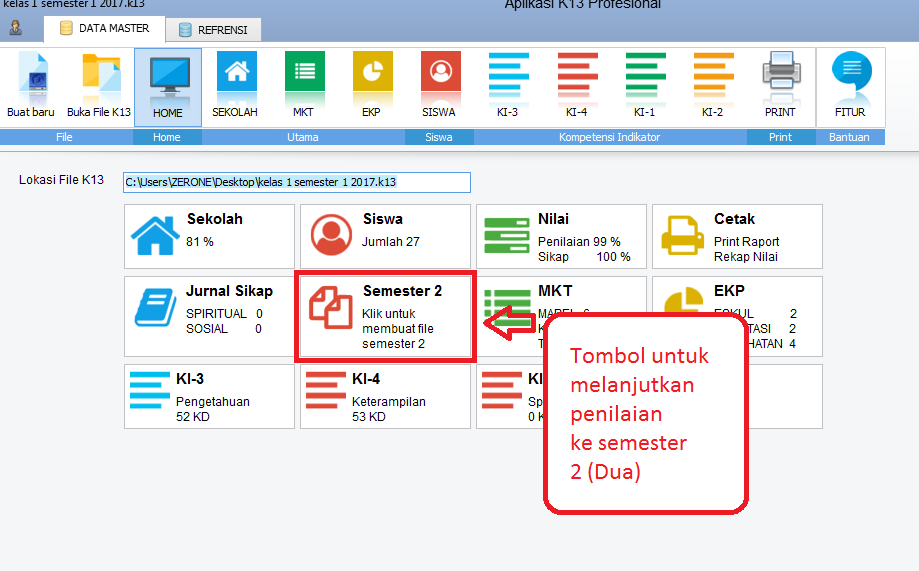 Aplikasi Rapor K13 semester 2